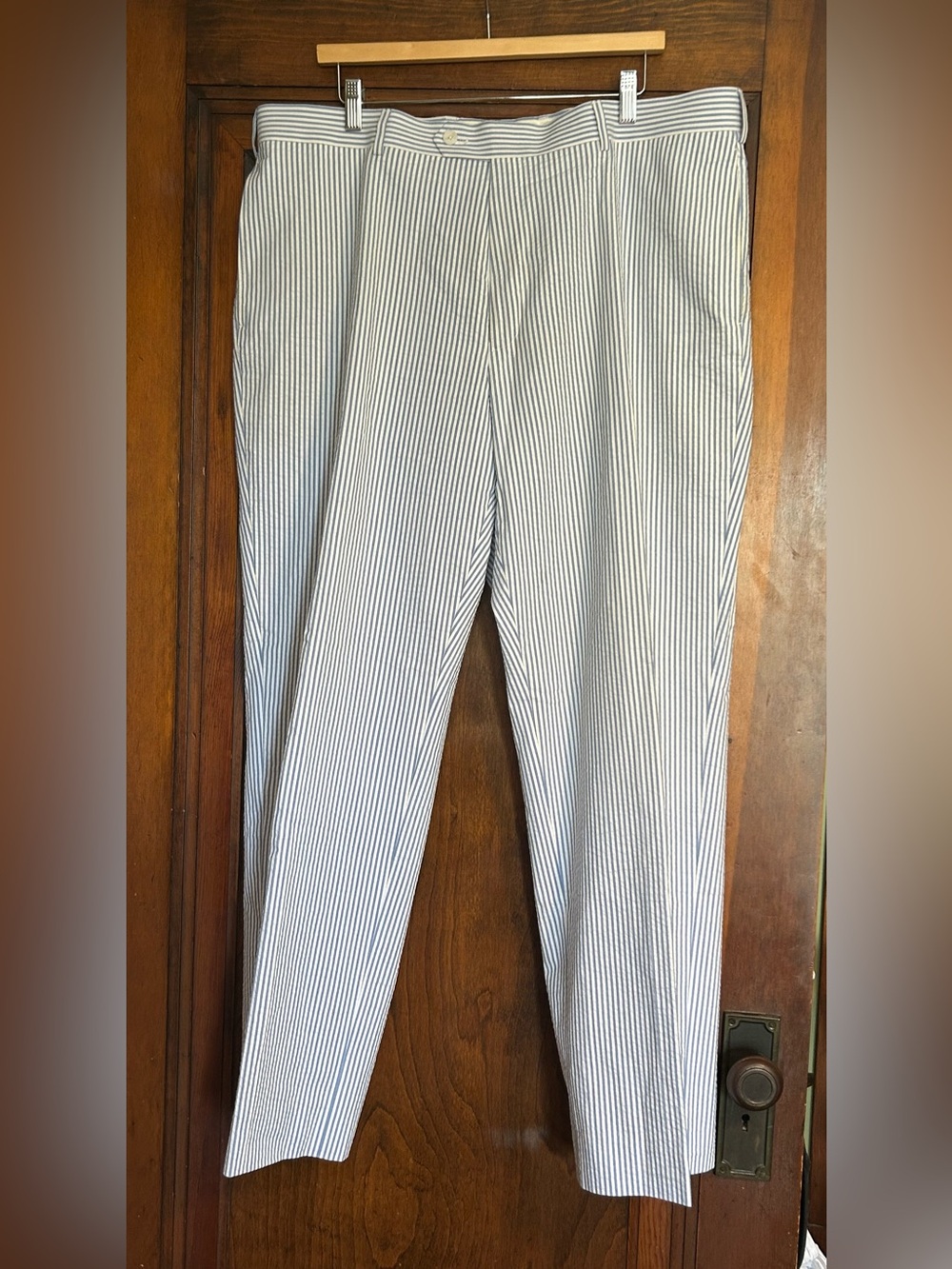 Paul Fredrick Blue and White Seersucker Chinos